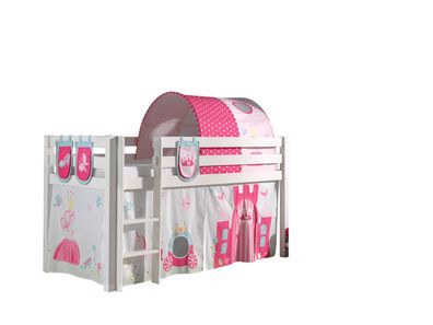 Kinderbett Karolina 210x114x106 Massivholz Weiß Textilset Princess 4