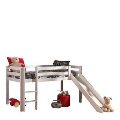 Spielbett mit Rutsche Karolina 210x218x114 Massivholz weiß