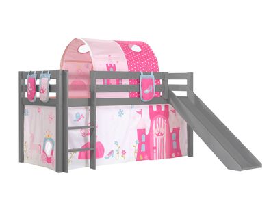 Spielbett mit Rutsche Karolina 210x218x114 Massivholz grau