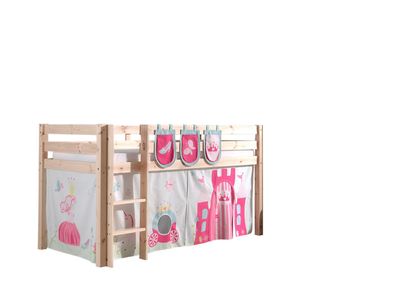 Kinderbett Karolina 210x114x106 Massivholz Natur Textilset Princess 3