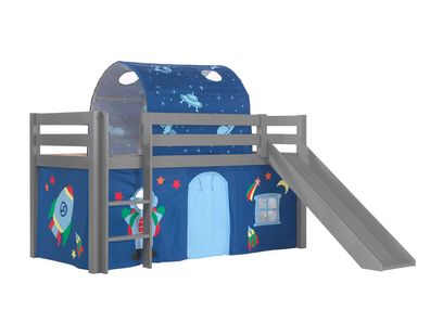 Spielbett mit Rutsche Karolina 210x218x114 Massivholz grau