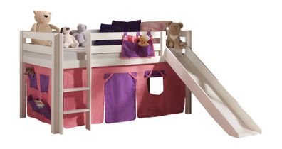 Spielbett mit Rutsche Karolina 210x218x114 Massivholz Weiß