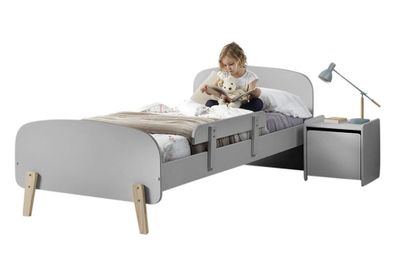 Kinderzimmer Set Karilynn 2 Bett mit Nachtkommode Holz+MDF hellgrau