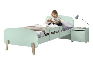 Kinderzimmer Set Karilynn 2 Bett mit Nachtkommode Holz+MDF mintgrün
