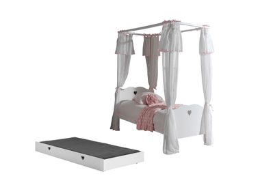 Himmelbett Kamila 211x96x187 Komplettzimmer MDF Weiß