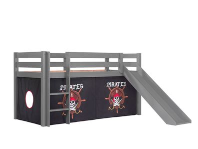 Spielbett mit Rutsche Karolina 210x218x114 Massivholz grau