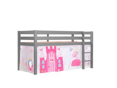 Kinderbett Karolina 210x114x106 Massivholz Grau Textilset Princess 1