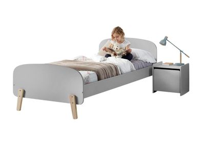 Kinderzimmer Set Karilynn 1 Bett mit Nachtkommode Holz+MDF hellgrau