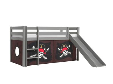 Spielbett mit Rutsche Karolina 210x218x114 Massivholz grau