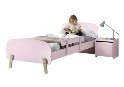 Kinderzimmer Set Karilynn 2 Bett mit Nachtkommode Holz+MDF rosa