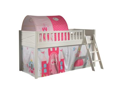 Kinderbett Karyl 208x114x135 Massivholz Weiß Textilset Princess 2