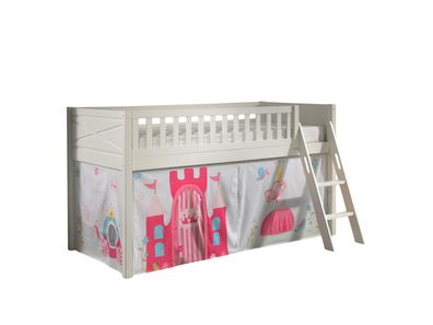 Kinderbett Karyl 208x114x135 Massivholz Weiß Textilset Princess 1