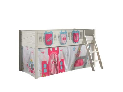 Kinderbett Karyl 208x114x135 Massivholz Weiß Textilset Princess 3