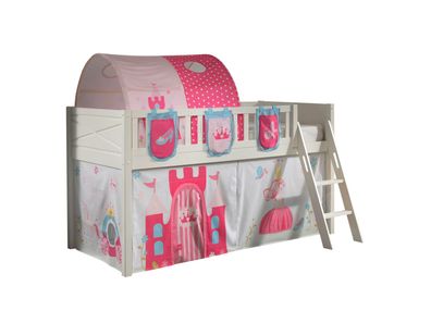 Kinderbett Karyl 208x114x135 Massivholz Weiß Textilset Princess 4