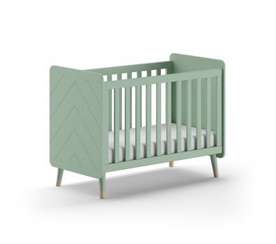 Babybett Kamillah 124x68x96 Gitterbett MDF Olive Grün