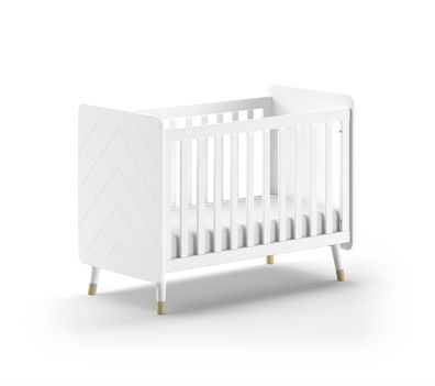 Babybett Kamillah 124x68x96 Gitterbett MDF Satin Weiß