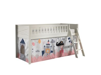 Kinderbett Karyl 208x114x135 Massivholz Weiß Textilset Princess Sophie