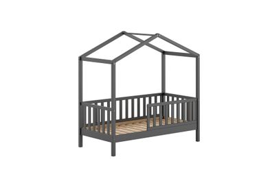 Juniorbett Karie 148x76x151 Kinderbett Massivholz Anthrazit