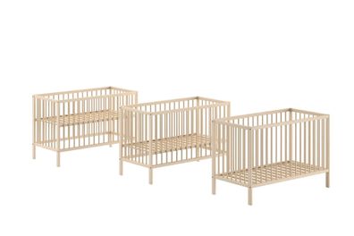 Babybett Kara-lynn 124x65x84 Gitterbett Massivholz Buche Natur