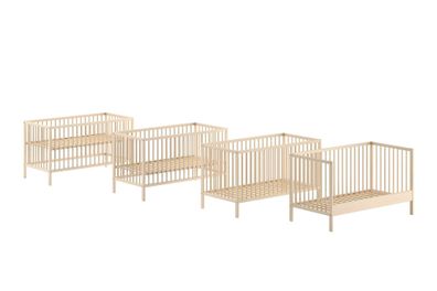 Babybett Kara-lynn 144x76x84 Gitterbett Massivholz Buche Natur
