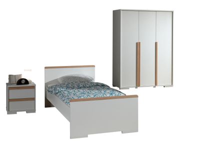 Jugendzimmer Set Kariotta Möbelset Holzwerkstoff Weiß/Buche