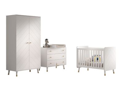 Babyzimmer Set Kamillah 2 Kinderzimmer Komplettset MDF Satin Weiß
