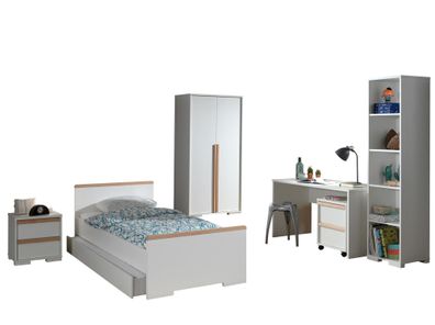 Jugendzimmer Set Kariotta Möbelset Holzwerkstoff Weiß/Buche