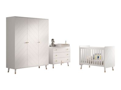 Babyzimmer Set Kamillah 1 Kinderzimmer Komplettset MDF Satin Weiß