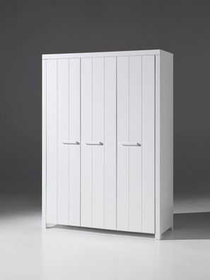 Kleiderschrank Karalynn 144x58x206 Wäscheschrank mit 3 Türen MDF Weiß