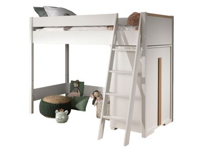 Kinderzimmer Set Kariotta 1 Hochbett Holzwerkstoff + Holz Weiß/Buche