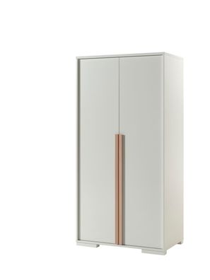 Kleiderschrank Kariotta 99x56x195 Wäscheschrank 2-türig Weiß/Buche