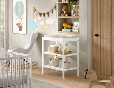 Wickelregal Kara-lynn 79x50x95 Massivholz Buche Weiß