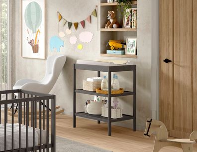 Wickelregal Kara-lynn 79x50x95 Massivholz Buche Anthrazit