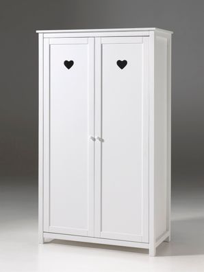 Kleiderschrank Kamila 110x57x191 Schrank 2-türig MDF+Massivholz Weiß
