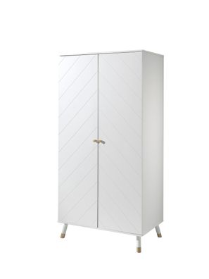Kleiderschrank Kamillah 100x59x200 Schrank MDF Satin Weiß