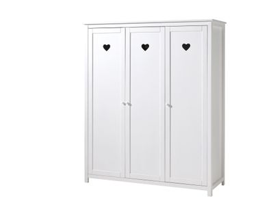 Kleiderschrank Kamila 159x57x191 Schrank 3 türig MDF+Massivholz Weiß
