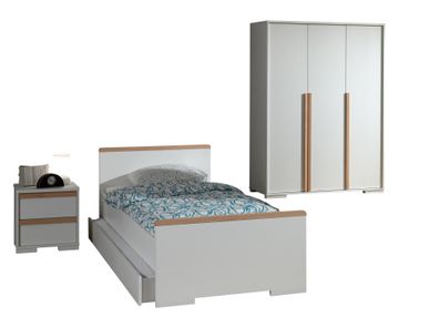 Jugendzimmer Set Kariotta Möbelset Holzwerkstoff Weiß/Buche