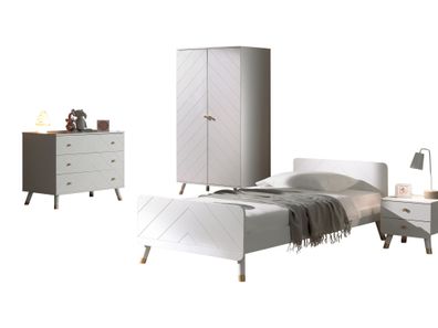 Kinderzimmer Set Kamillah Kinderzimmer komplett MDF Satin Weiß