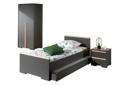 Jugendzimmer Set Kariotta Möbelset Holzwerkstoff Anthrazit/Buche