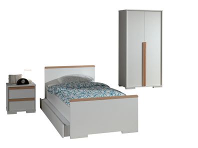 Jugendzimmer Set Kariotta Möbelset Holzwerkstoff Weiß/Buche