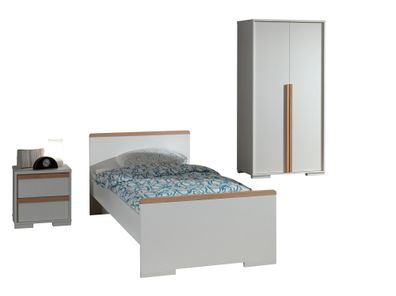 Jugendzimmer Set Kariotta Möbelset Holzwerkstoff Weiß/Buche