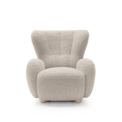 BETTSO Bequemer beiger Sessel TEDDY aus Boucle-Stoff