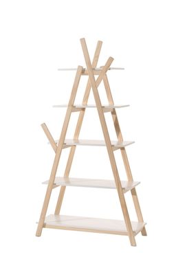 Regal Karilynn 90x34x169 Standregal MDF+Massivholz Weiß