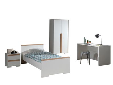 Jugendzimmer Set Kariotta Möbelset Holzwerkstoff Weiß/Buche