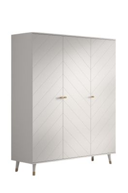 Kleiderschrank Kamillah 150x59x200 Schrank MDF Satin Weiß