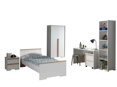 Jugendzimmer Set Kariotta Möbelset Holzwerkstoff Weiß/Buche