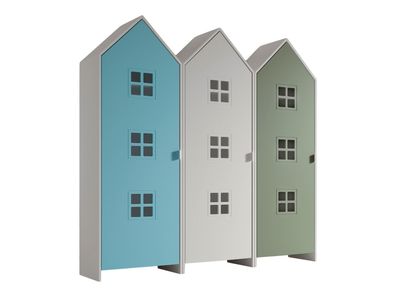 Regalschrank Set Kania 173x37x171 Standregal MDF Weiß / /unt