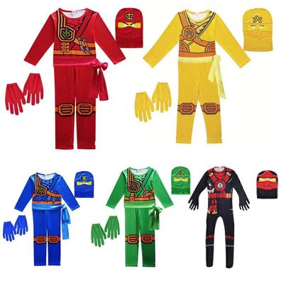 Ninjago Kai Jay Lloyd Einteiler Kinder Cosplay Kostüm Bodysuit Handschuh DE