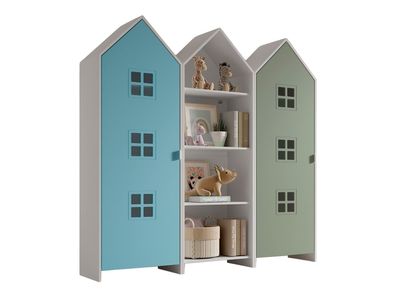 Regalschrank Set Kania 173x37x171 Standregal MDF Weiß / /unt