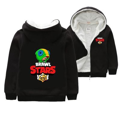 Brawl Stars Shelly Leon Zip Sweatshirt Kinder Warm Baumwollmantel Korallenvlies Hoody